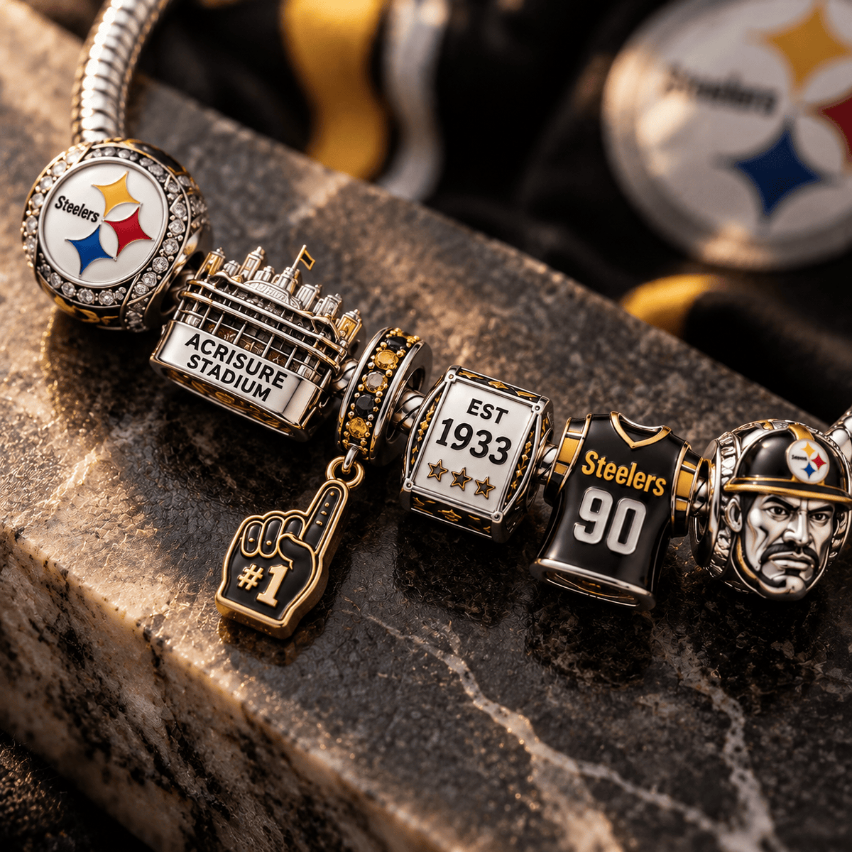 PBS Silver Charm Bracelet Set PTT