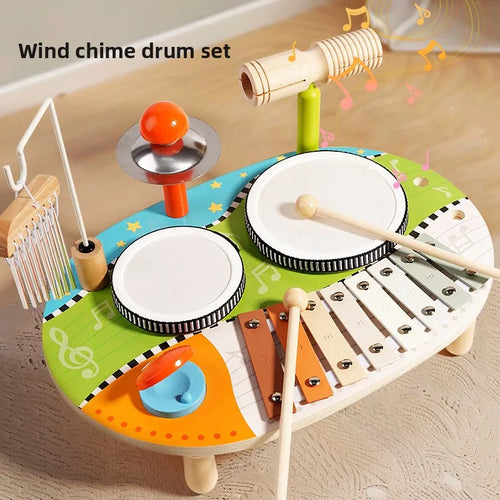 Baby Montessori Educational Toys Wooden Xylophone Drum Aeolian Bells Percussion Musical Instruments Kids Birthday Christmas Gift