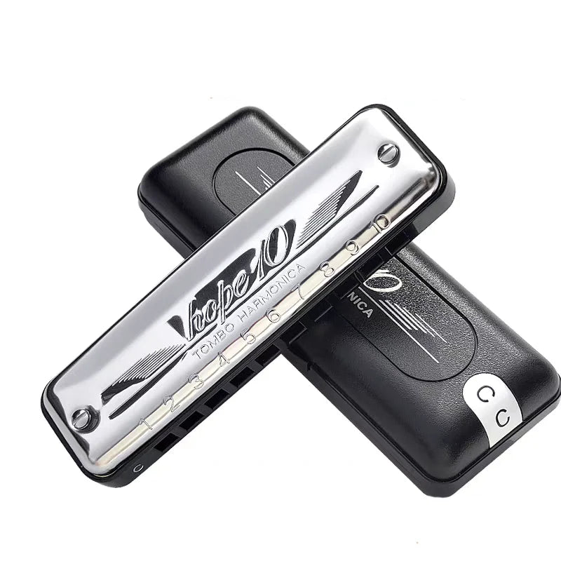 Tombo Harmonica Diatonic Hope 10 Blues Harp 20 Tones Stainless steel Cover Mouth Organ Armonica Professional Musical Instruments