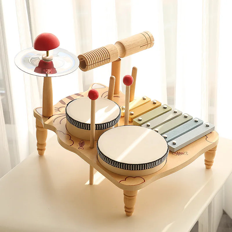 Baby Montessori Educational Toys Wooden Xylophone Drum Aeolian Bells Percussion Musical Instruments Kids Birthday Christmas Gift