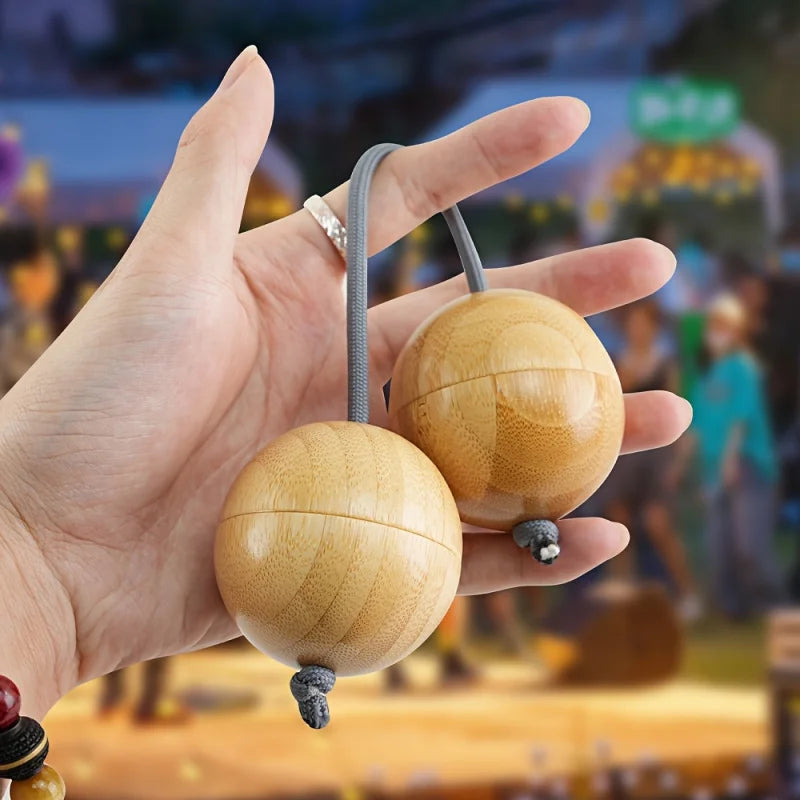 Rhythm Sand Ball Swing Ball Hand-Cranking Ball Kasaka Music Drum Double Wooden Ball Percussion Instrument